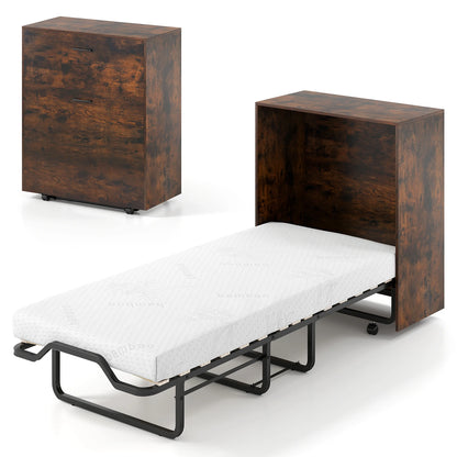 Cot Size Murphy Bed with Storage Rolling