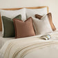 Set of 4 Neutral Linen Fringe Throw Pillows