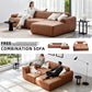 105" Modular Faux Leather Sectional Sofa Deep Seat L-Shape Removable Wipe-Clean Replaceable Cover