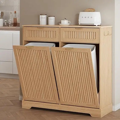 2 x 13 Gallons Double Tilt Out Trash Can Cabinet / Laundry Cabinet Wooden
