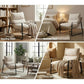 Linen-Accented Armchair with Upholstered Seat, Metal Base, Removable Cushion