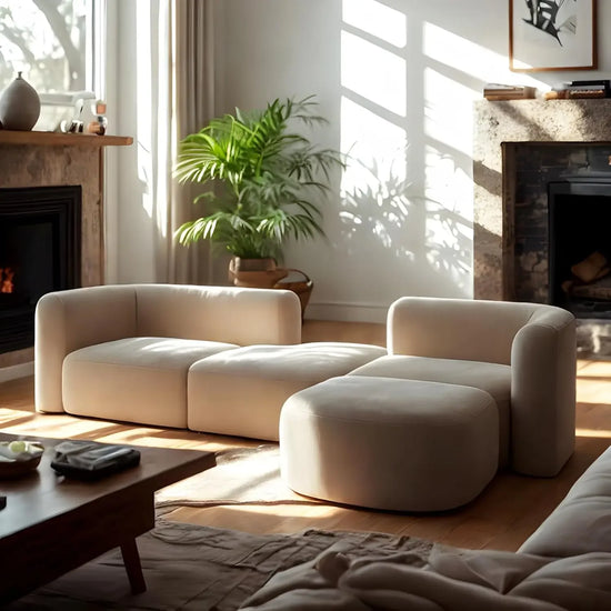 Luxury Modern Curved Back Velvet Sofa, Minimalist Style Modular Sectional