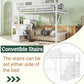 Full Size Loft Bed with Stairs Storage, Metal Frame for Adults Kids Teens,