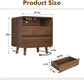 Mid Century Modern Nightstand with Charger Station, 2 Drawers & Walnut Finish