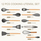 12 Pcs Non-Stick Silicon Heat Resistant Wooden Handle Kitchen Cooking Utensils Set, Gray