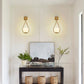 Set of 2 Modern Golden Wall Sconces with Opal Glass Globe,