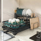 2-Layer Elevated Capacity Drain Rack with Water Tray Rust-Proof Dish Organizer