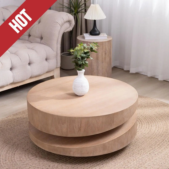 Stunning Round Coffee Table, Natural