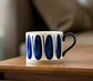 Hand Painted Decorative Large Porcelain Ceramic Mug Set. 4 Decorative Mugs.
