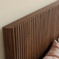 Mid Century Modern Walnut Queen Bed Frame with Fluted Headboard, Platform Bed