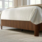 Mid Century Modern Walnut Queen Bed Frame with Fluted Headboard, Platform Bed