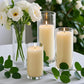 36 PCS Ivory White Pillar Candles with Glass Candle Holders