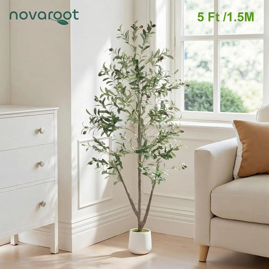 5FT Artificial Olive Tree with Planter, Moss & Lights