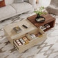 Extendable Coffee Table, 42"-65" Length AdjustableWood Coffee Table with 2 Storage Drawers