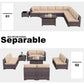 10-Piece Outdoor Patio Furniture Set with Propane Fire Pit Table, Wicker Rattan