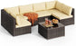 Patio Furniture Set 7 Pieces Outdoor Sectional with Glass Table