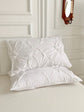 White Ruched Flower Design Duvet Cover Set