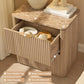 Fluted 2-Drawer Nightstand / Side Table Faux Marble Top Engineered Wood