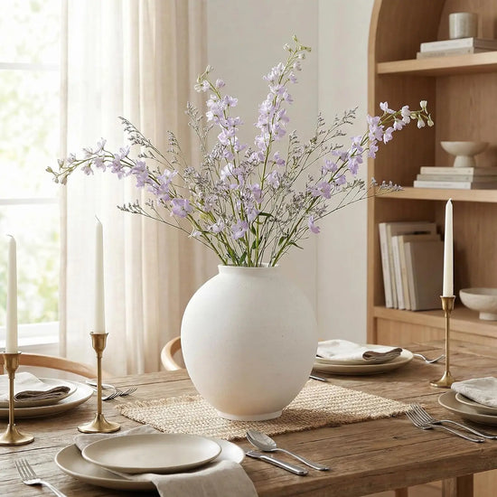 Large White Ceramic Vase, 9.8 Inch Tall for Home and Table