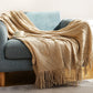 Knitted Blanket with Tassels Chunky Vintage Luxury Throw