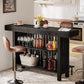 63-Inch Large Home Bar ,2-Tier Kitchen Island Bar Height