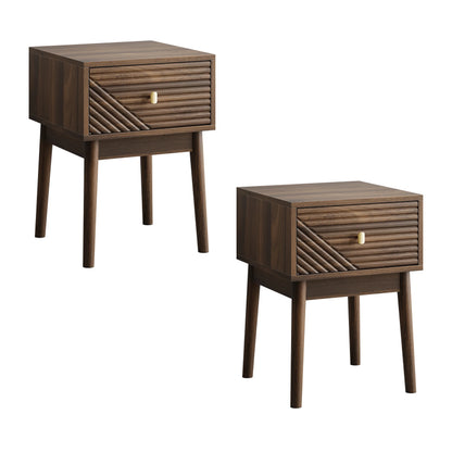 Modern style walnut  bedside table side table two-piece set