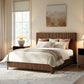 Mid Century Modern Walnut Queen Bed Frame with Fluted Headboard, Platform Bed