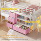 Kids Low Loft Bed with Desk, Storage Drawers, LED Lights & Play Space - Twin Size