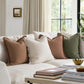 Set of 4 Neutral Linen Fringe Throw Pillows