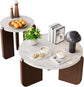 Modern Round Coffee Table & Side Table Set, Faux Marble Top