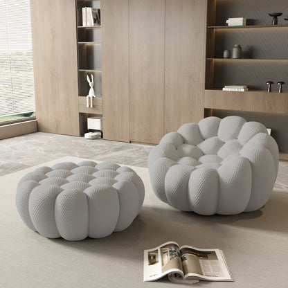 Modern Curved Boneless Sofa with Ottoman