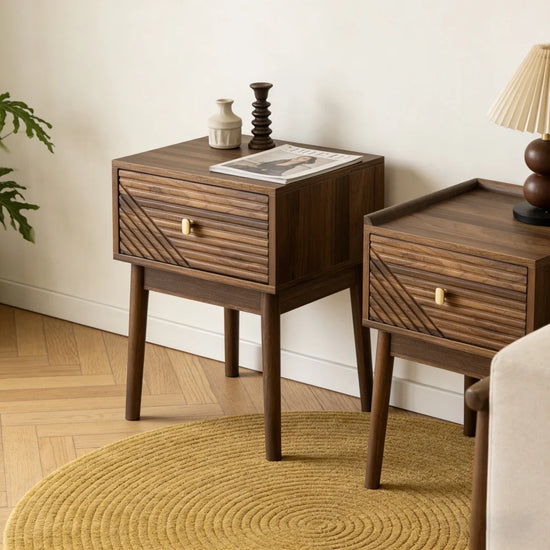 Modern style walnut  bedside table side table two-piece set