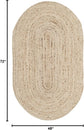 Handmade Jute Area Rug 4x6 Oval - Natural Brown Braided Flat Weave