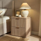 Fluted 2-Drawer Nightstand / Side Table Faux Marble Top Engineered Wood