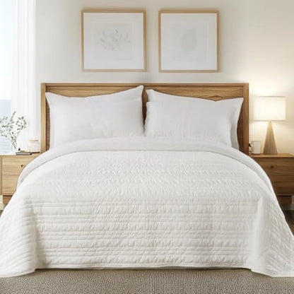 Queen Size Velvet Quilt Set 3 Pieces Ultra-Soft Bedspread Coverlet with 2 Pillow Shams Lightweight