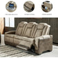 Power Reclining Sofa with Adjustable Headrest, Sand