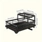 2-Layer Elevated Capacity Drain Rack with Water Tray Rust-Proof Dish Organizer