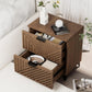 Small Night Stand Set of 2, Fluted with 2 Drawers, Side table