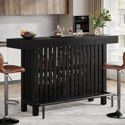 63-Inch Large Home Bar ,2-Tier Kitchen Island Bar Height