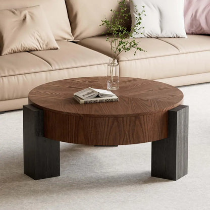 Round Coffee Table with Hidden Storage