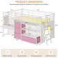 Kids Low Loft Bed with Desk, Storage Drawers, LED Lights & Play Space - Twin Size
