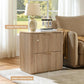 Fluted 2-Drawer Nightstand / Side Table Faux Marble Top Engineered Wood