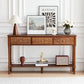 Sturdy 55.5 Carved Console Table with 3 Drawers