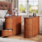 Solid Wood End Table, 3-Drawer Modern Slim