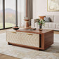 Extendable Coffee Table, 42"-65" Length AdjustableWood Coffee Table with 2 Storage Drawers