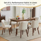 Linen Dining Chair Set of 4 with Wood Legs, Wing Backrest,