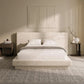 Full Upholstered Platform Bed Frame with Extra Wide Foam Cushioned Headboard