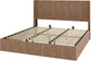 King Size Platform Bed with Storage with Wingback Headboard & Lift Up Storage, Natural
