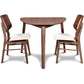 Mid-Century Modern Corner Dining Table Set with 2 Chairs, Walnut Finish, Rubberwood Frame