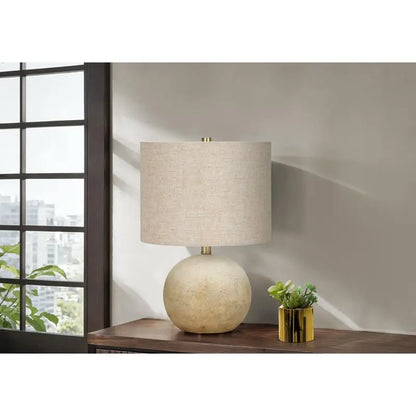 Contemporary 20" Table Lamp in Beige Concrete with Beige Shade